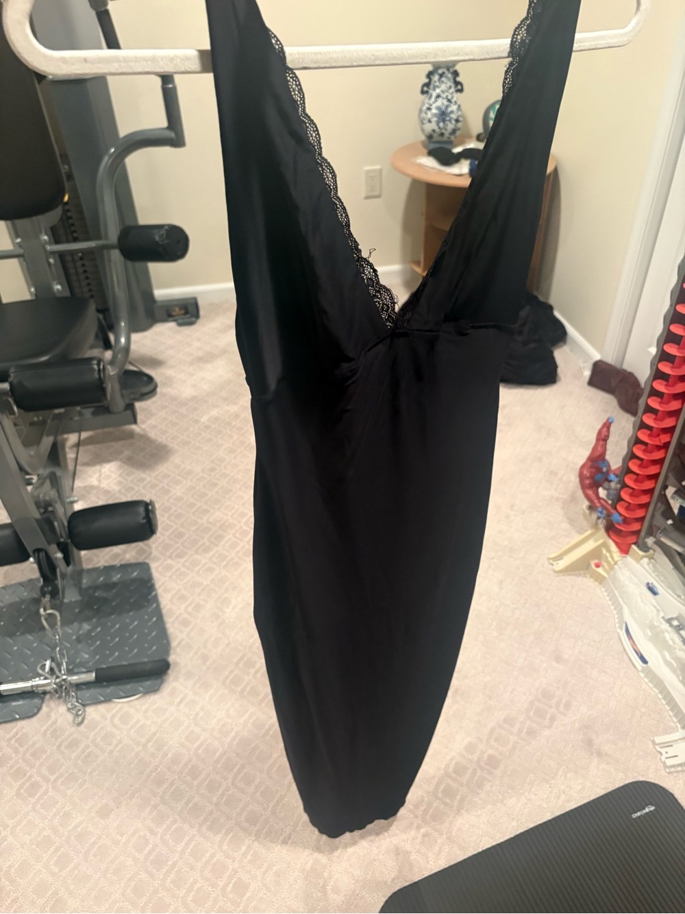 Fashion Nova Black Lace-Trim Backless Slip Dress